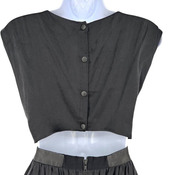 Alice + Olivia Sayah Silk Leather Cut-out A-Line Mini Dress Black Size Small - Picture 6 of 11